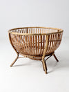 mid-century large rattan basket