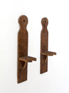 pair of antique wooden yarn swift brackets