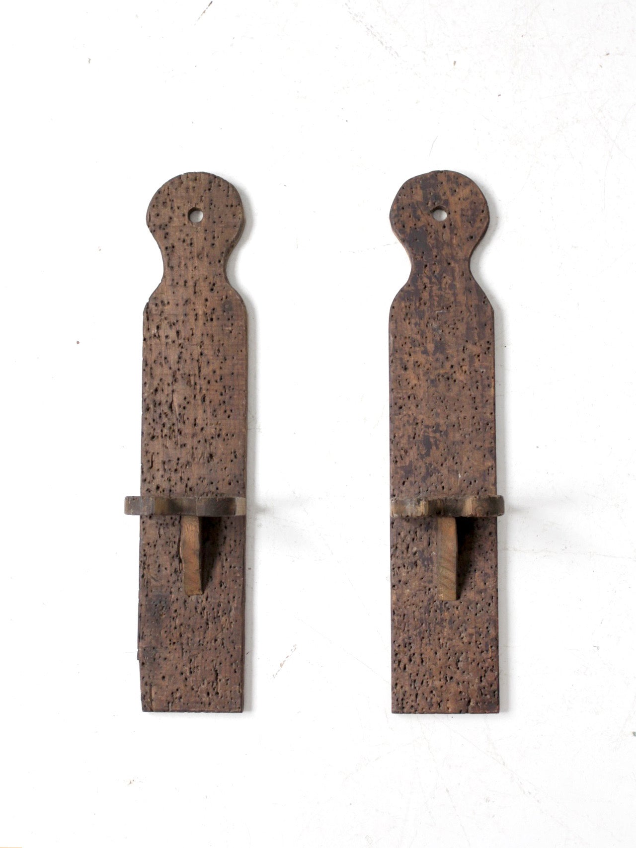 pair of antique wooden yarn swift brackets
