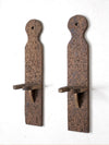 pair of antique wooden yarn swift brackets