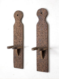 pair of antique wooden yarn swift brackets