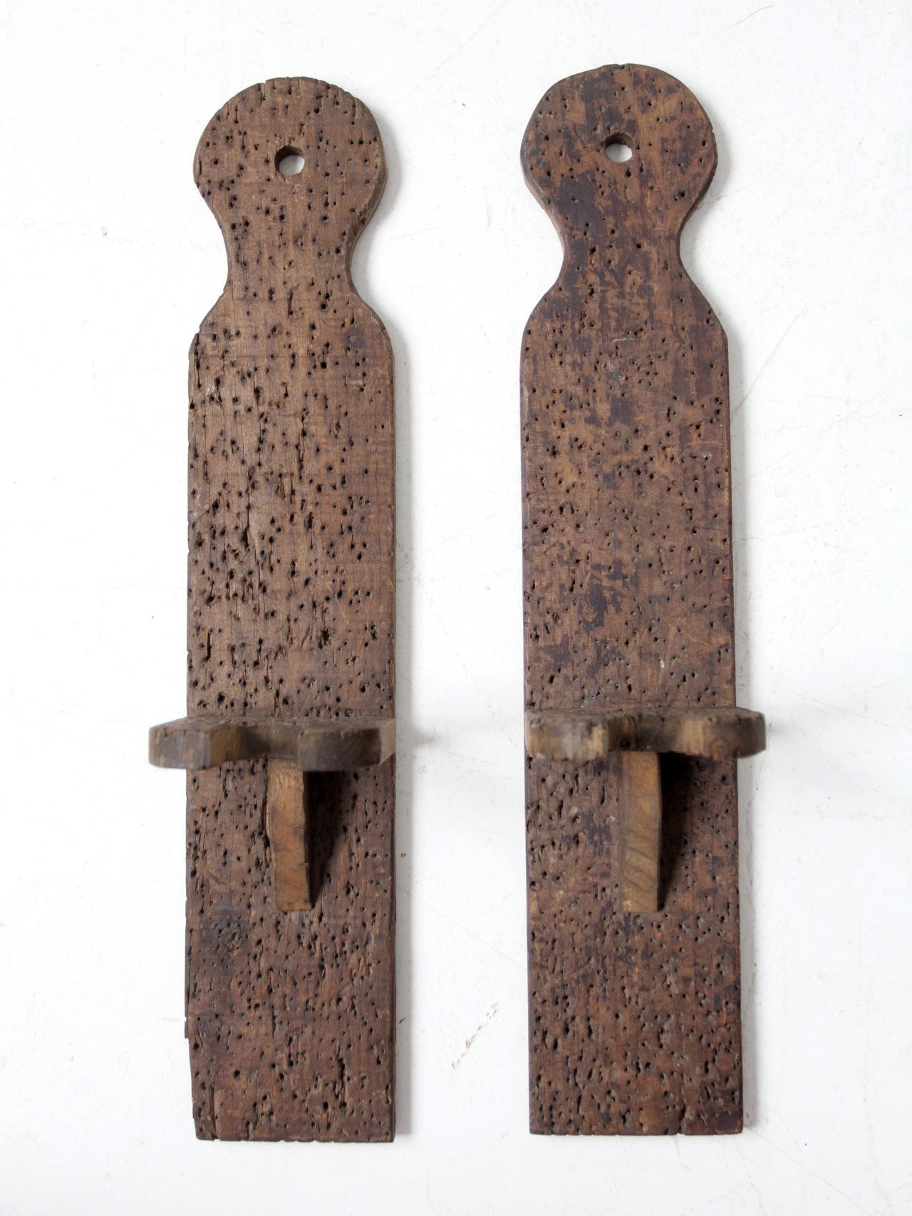 pair of antique wooden yarn swift brackets