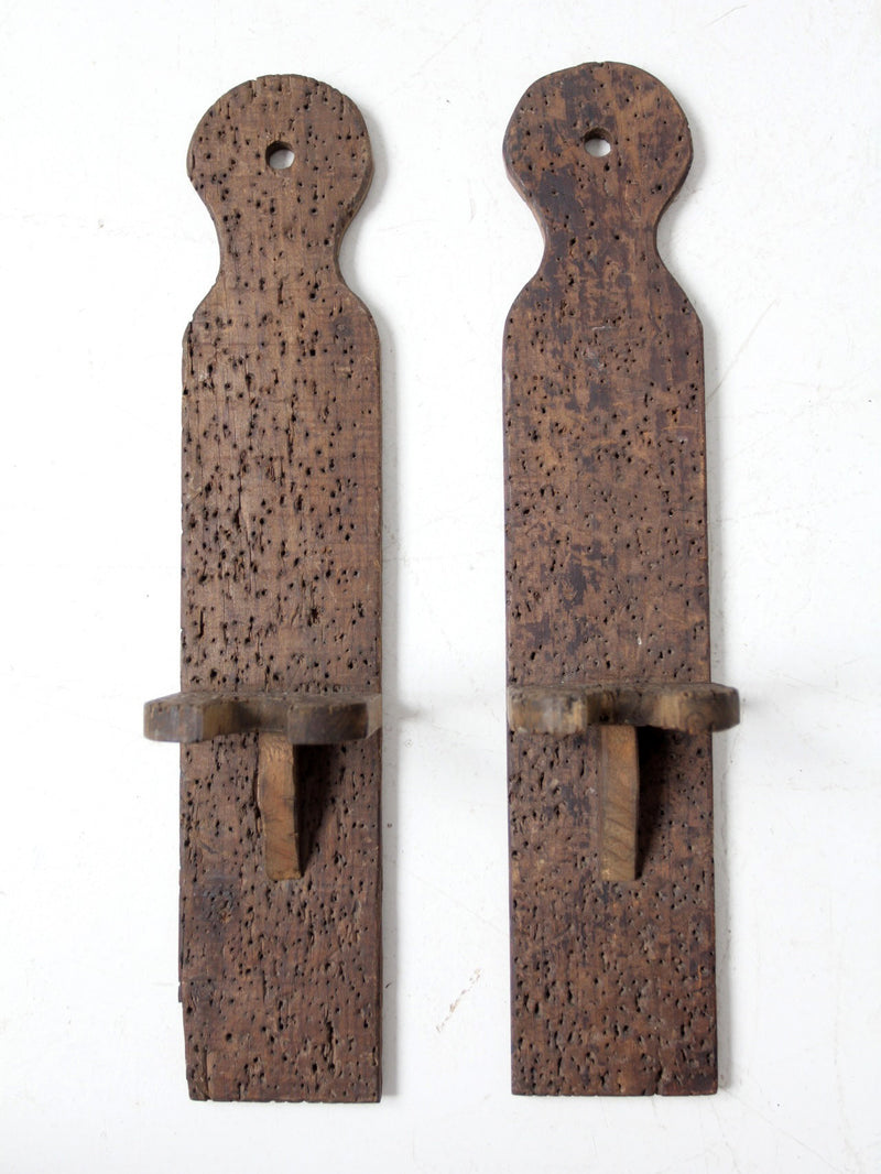 pair of antique wooden yarn swift brackets