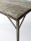 vintage green industrial wood and metal table