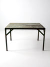 vintage green industrial wood and metal table
