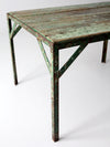 vintage green industrial wood and metal table