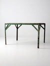 vintage green industrial wood and metal table