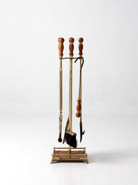 vintage Hollywood Regency brass fireplace tools set