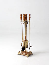 vintage Hollywood Regency brass fireplace tools set