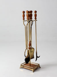 vintage Hollywood Regency brass fireplace tools set