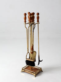 vintage Hollywood Regency brass fireplace tools set