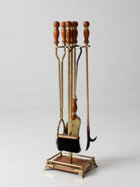 vintage Hollywood Regency brass fireplace tools set
