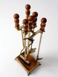 vintage Hollywood Regency brass fireplace tools set