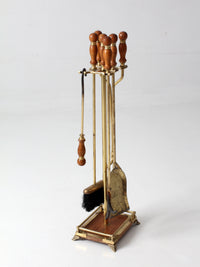 vintage Hollywood Regency brass fireplace tools set