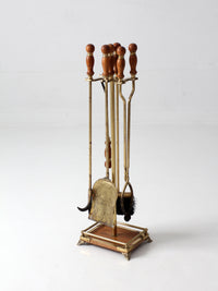 vintage Hollywood Regency brass fireplace tools set