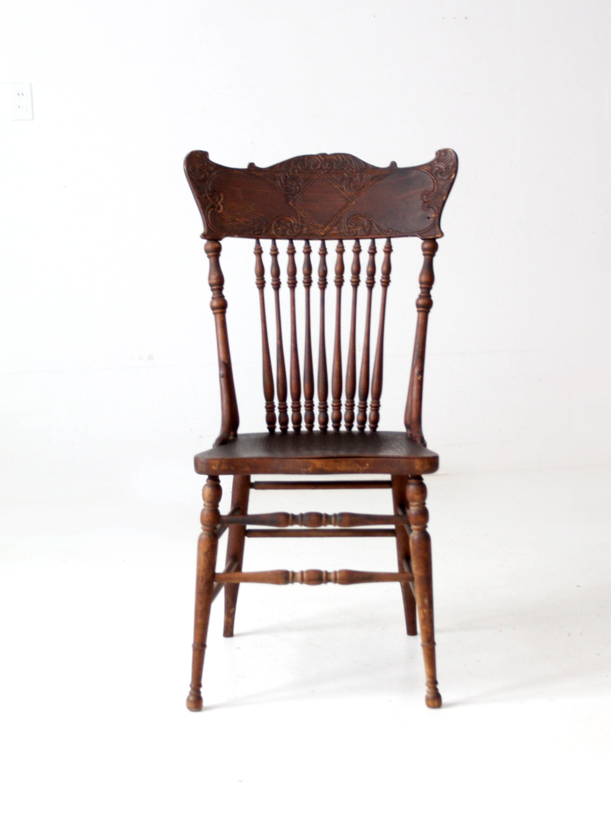 antique press back side chair