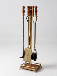 vintage Hollywood Regency brass fireplace tools set