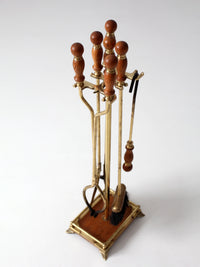 vintage Hollywood Regency brass fireplace tools set