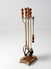 vintage Hollywood Regency brass fireplace tools set
