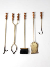 vintage Hollywood Regency brass fireplace tools set