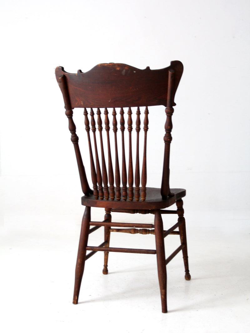 antique press back side chair