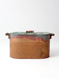 antique copper wash boiler with lid