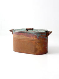 antique copper wash boiler with lid