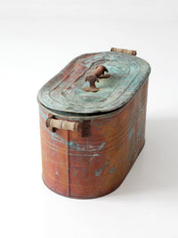 antique copper wash boiler with lid