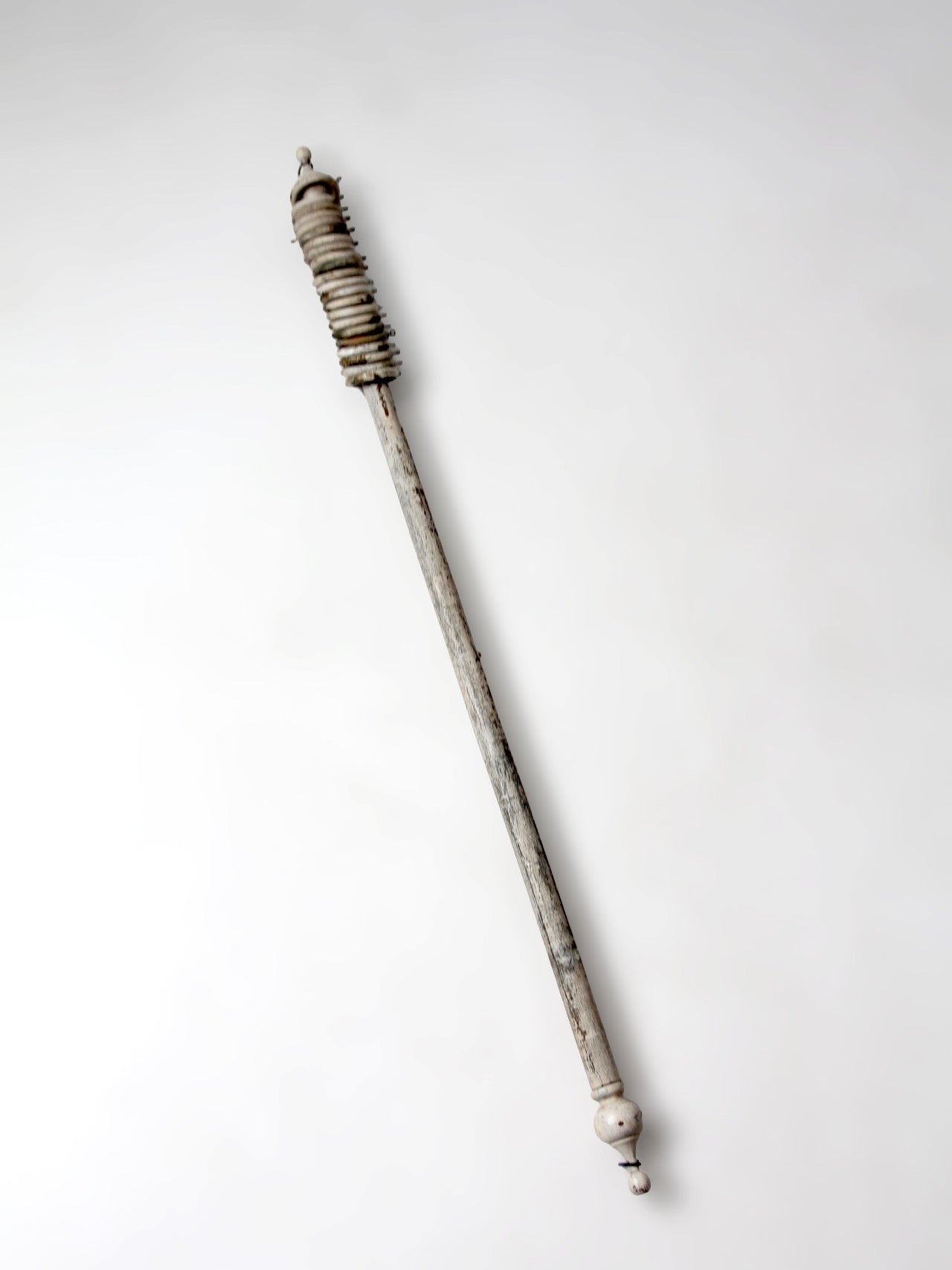 antique painted wood curtain rod with rings