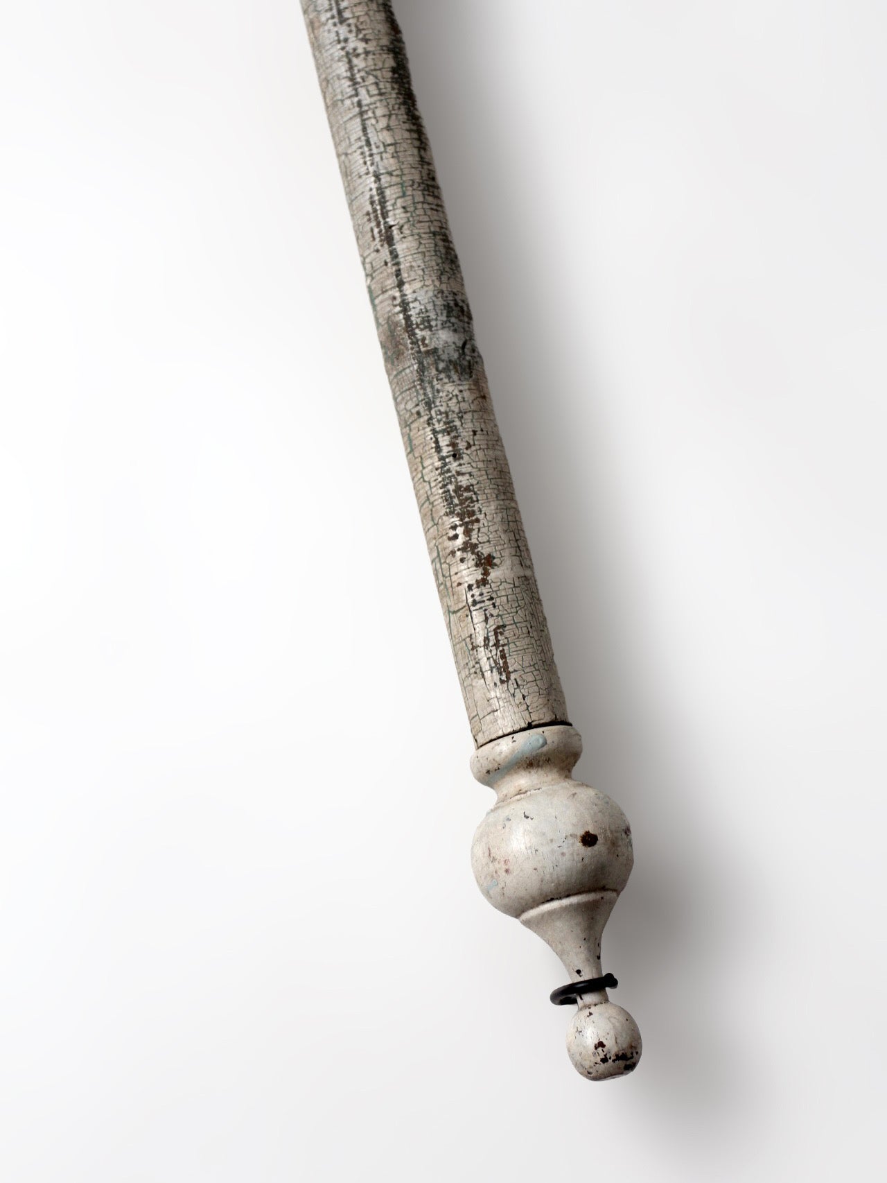 antique painted wood curtain rod with rings