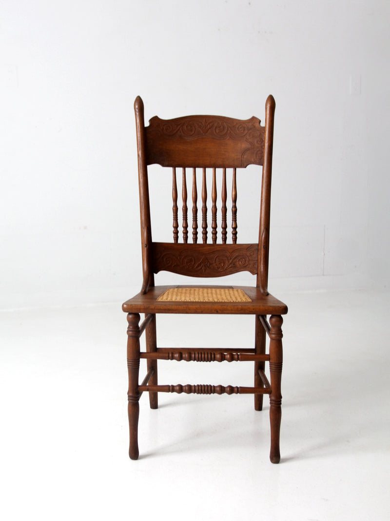 antique press back dining chair