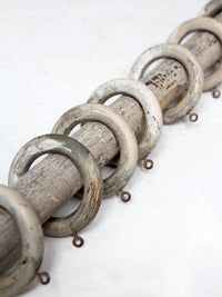 antique painted wood curtain rod with rings