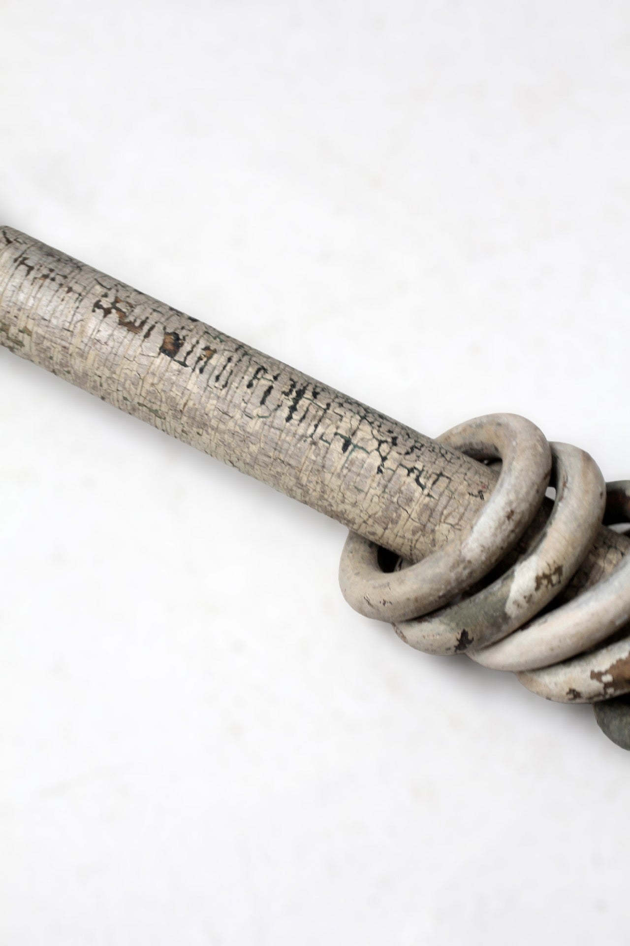 antique painted wood curtain rod with rings