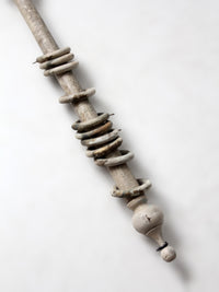 antique painted wood curtain rod with rings