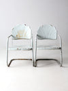 mid century art deco metal lounge chairs pair