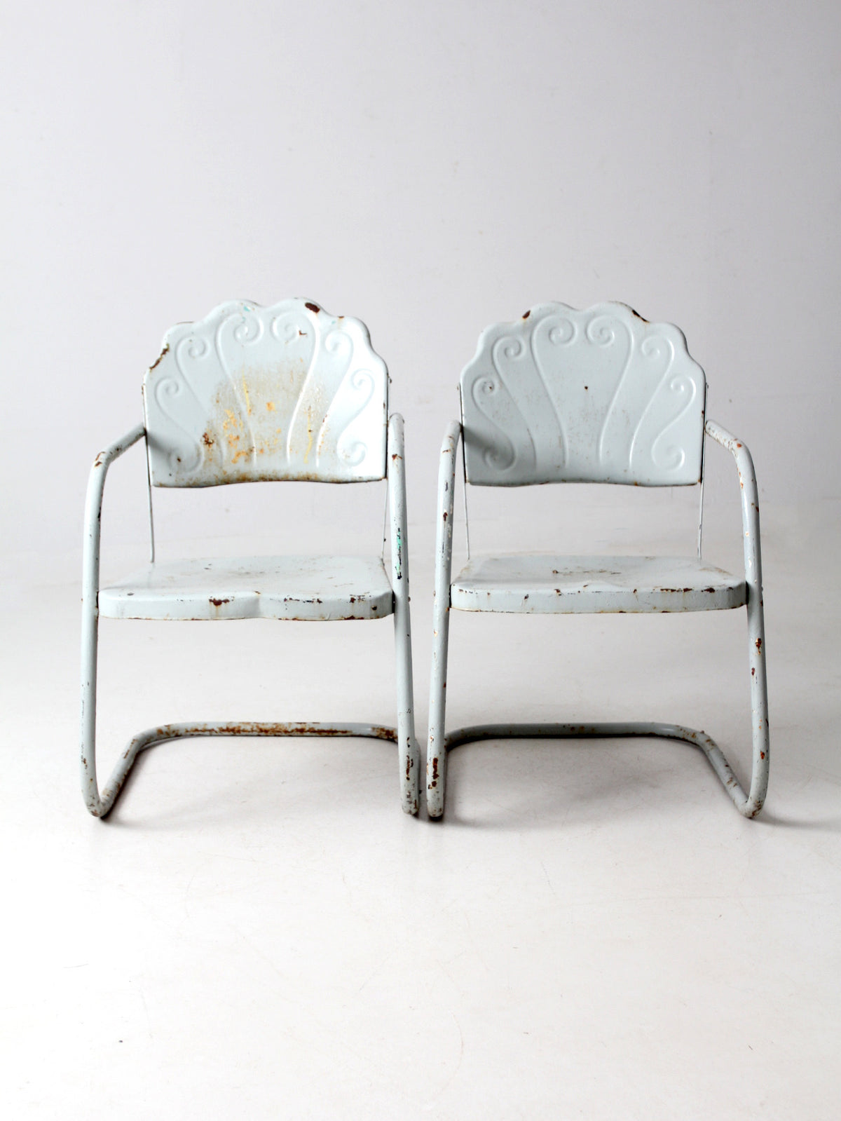 mid century art deco metal lounge chairs pair