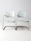 mid century art deco metal lounge chairs pair