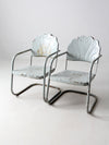 mid century art deco metal lounge chairs pair