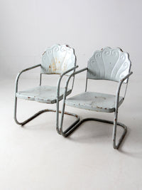 mid century art deco metal lounge chairs pair