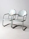 mid century art deco metal lounge chairs pair