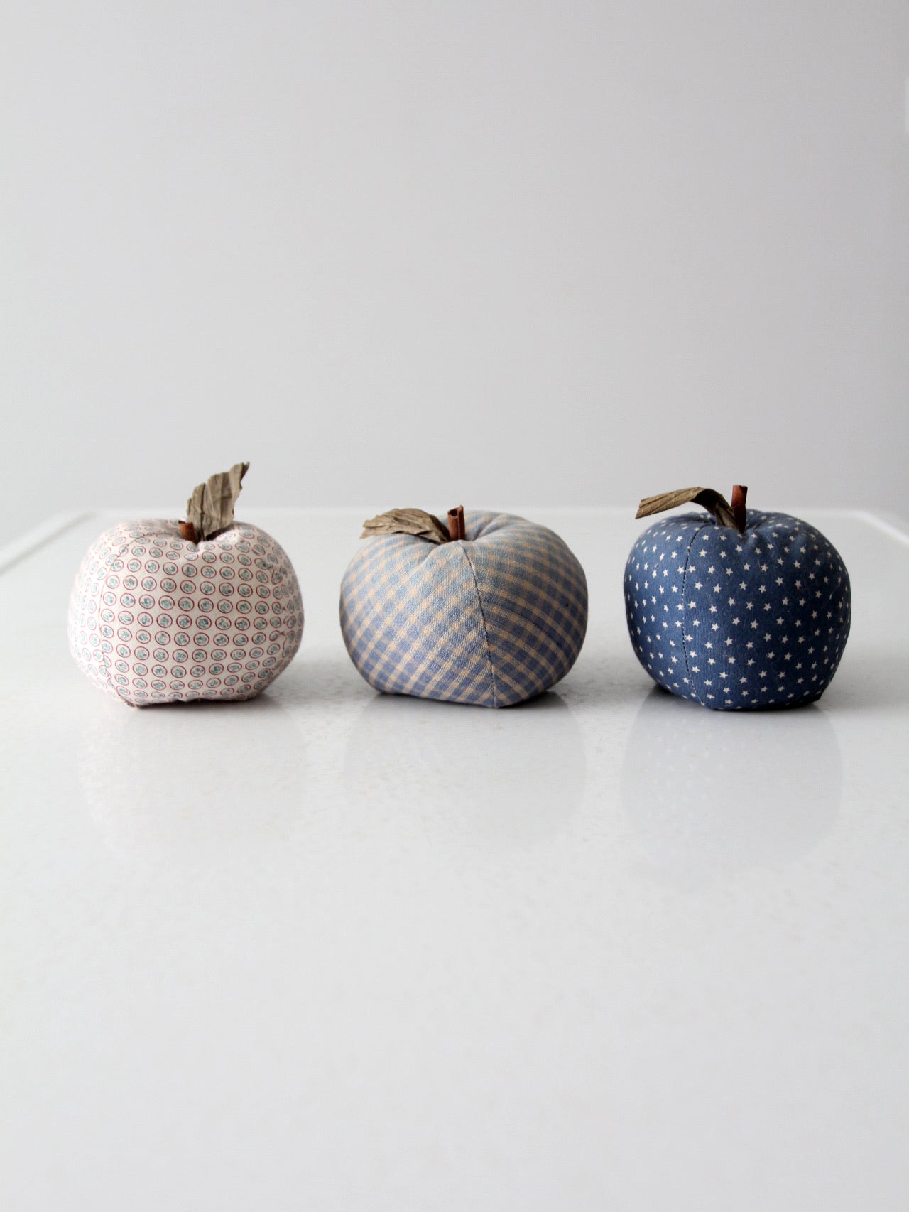 vintage hand made fabric apple ornaments set 3