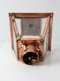 vintage copper lantern light fixture with brass eagle finial