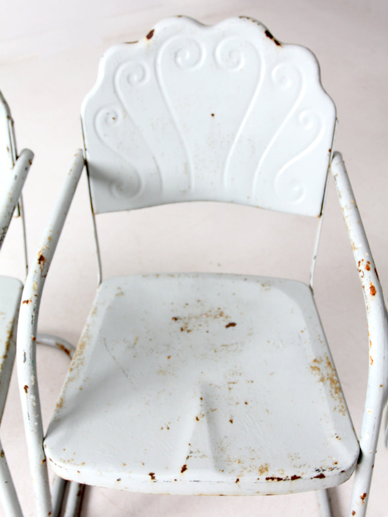 mid century art deco metal lounge chairs pair