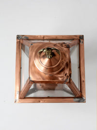 vintage copper lantern light fixture with brass eagle finial