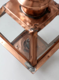 vintage copper lantern light fixture with brass eagle finial