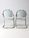 mid century art deco metal lounge chairs pair