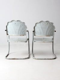 mid century art deco metal lounge chairs pair
