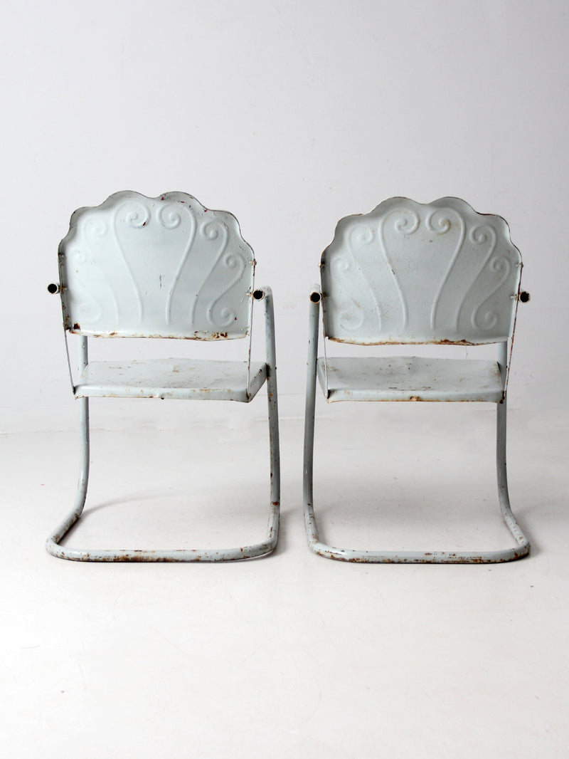 mid century art deco metal lounge chairs pair