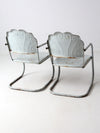 mid century art deco metal lounge chairs pair