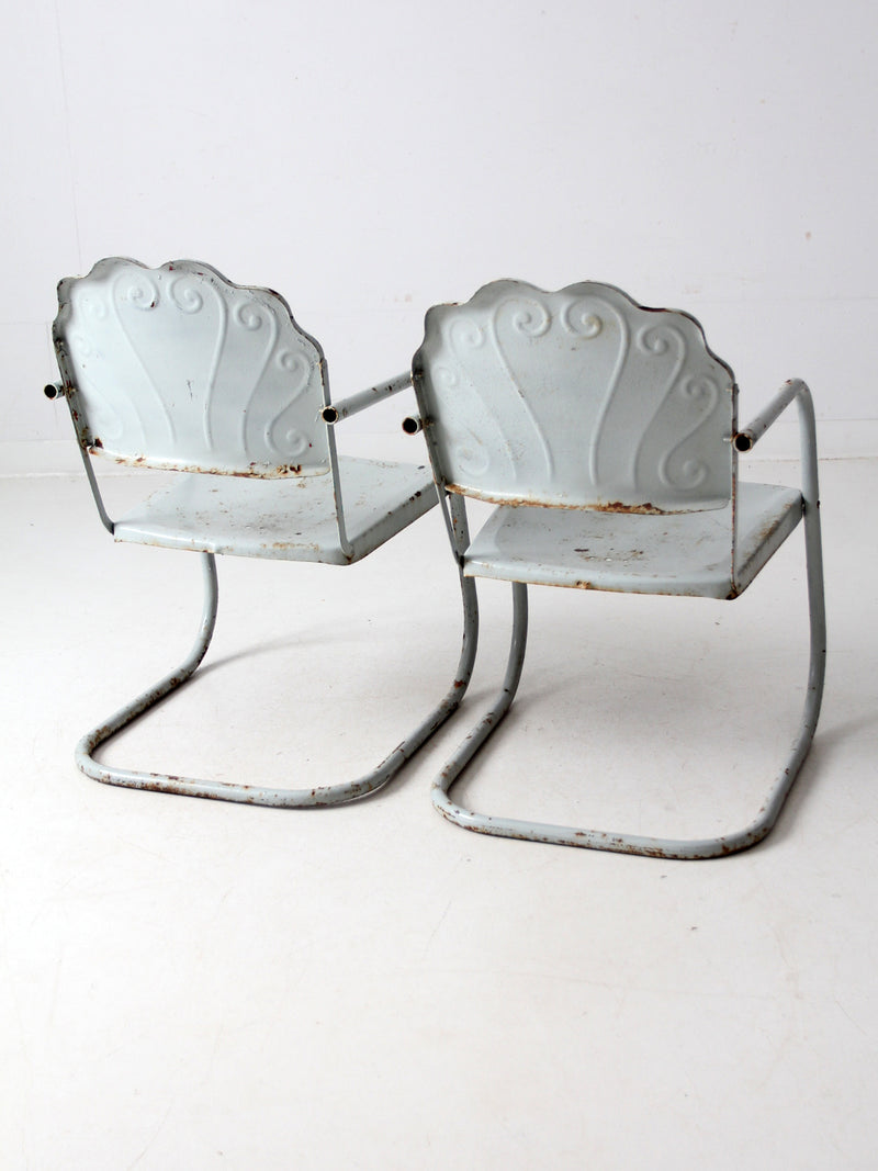mid century art deco metal lounge chairs pair